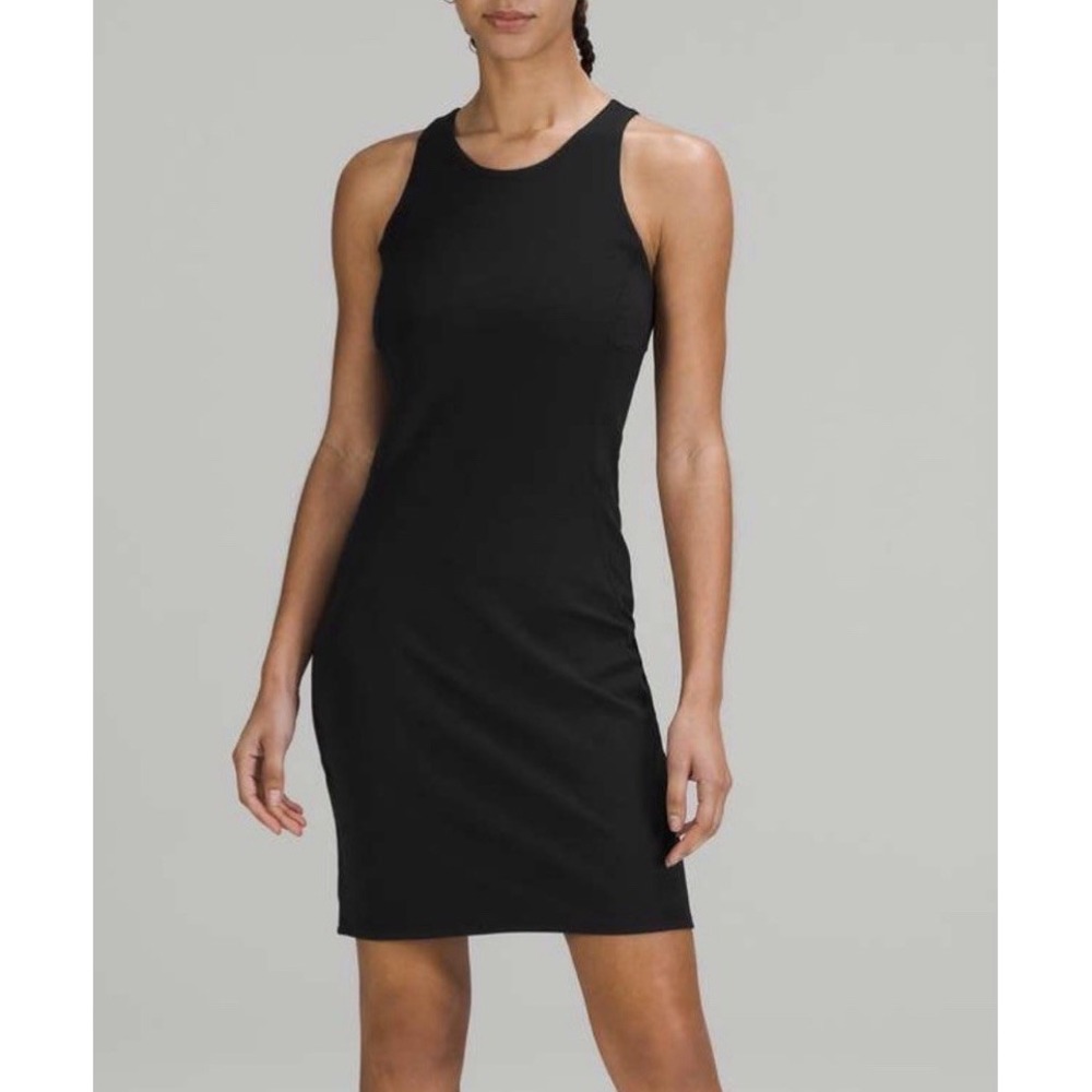 Lululemon Slim Fit Above Knee Dress Black High Neck Racerback Mini 4 W1DNSS